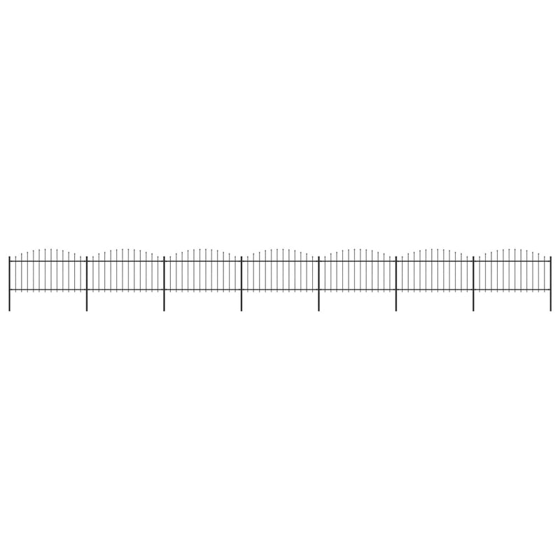 VidaXL Tuinhek met speren bovenkant (1,25-1,5)x11,9 m staal zwart