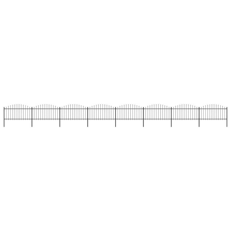VidaXL Tuinhek met speren bovenkant (1,25-1,5)x13,6 m staal zwart