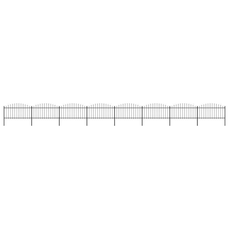 VidaXL Tuinhek met speren bovenkant (1,25-1,5)x13,6 m staal zwart