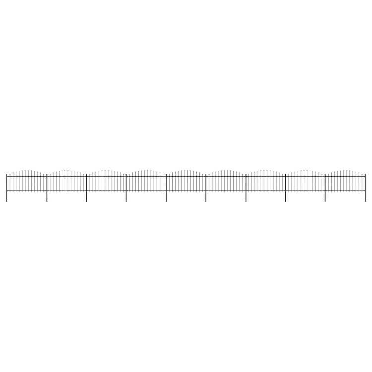 VidaXL Tuinhek met speren bovenkant (1,25-1,5)x15,3 m staal zwart