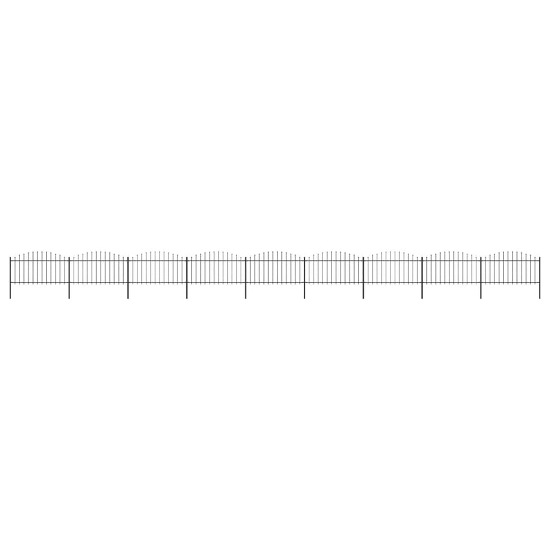 VidaXL Tuinhek met speren bovenkant (1,25-1,5)x15,3 m staal zwart