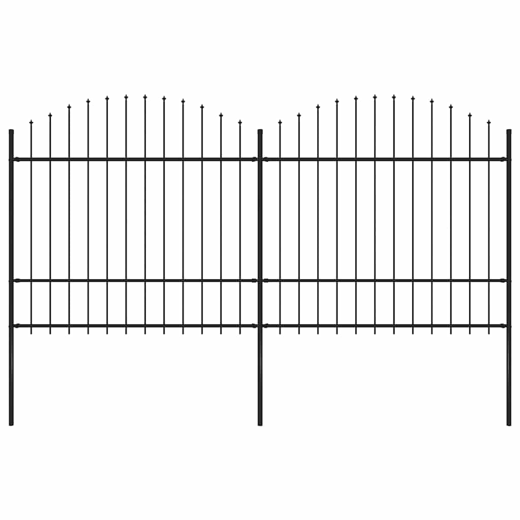 Vidaxl tuinhek met speerpunt staal 337x175 cm zwart