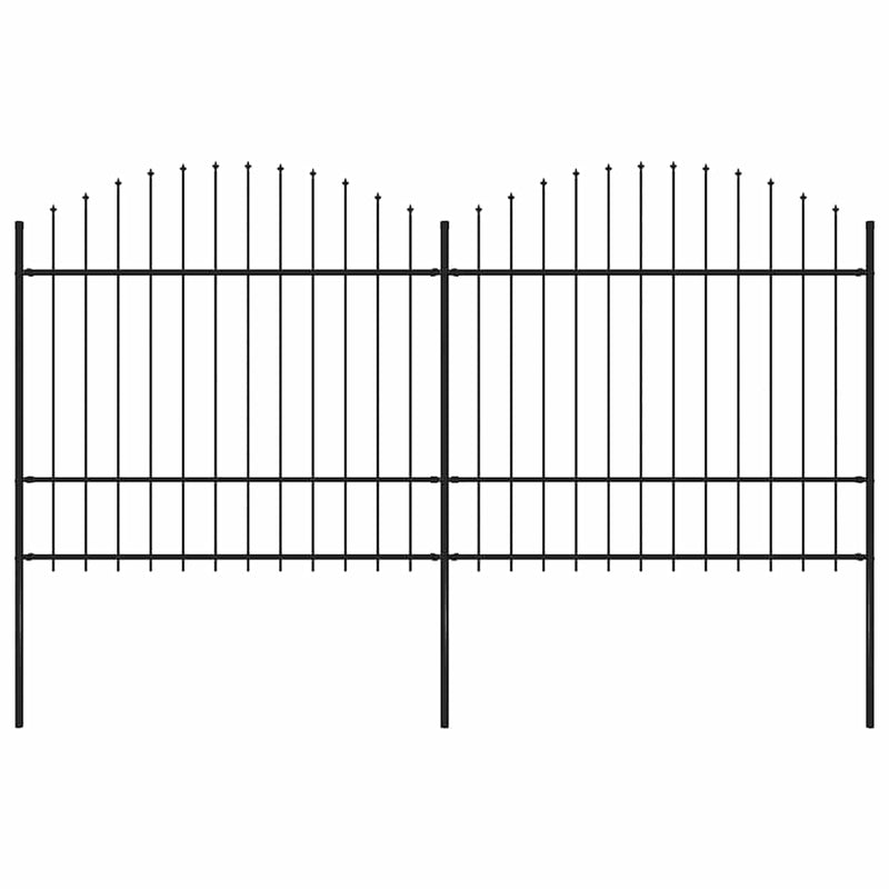 Vidaxl tuinhek met speerpunt staal 359x175 cm zwart