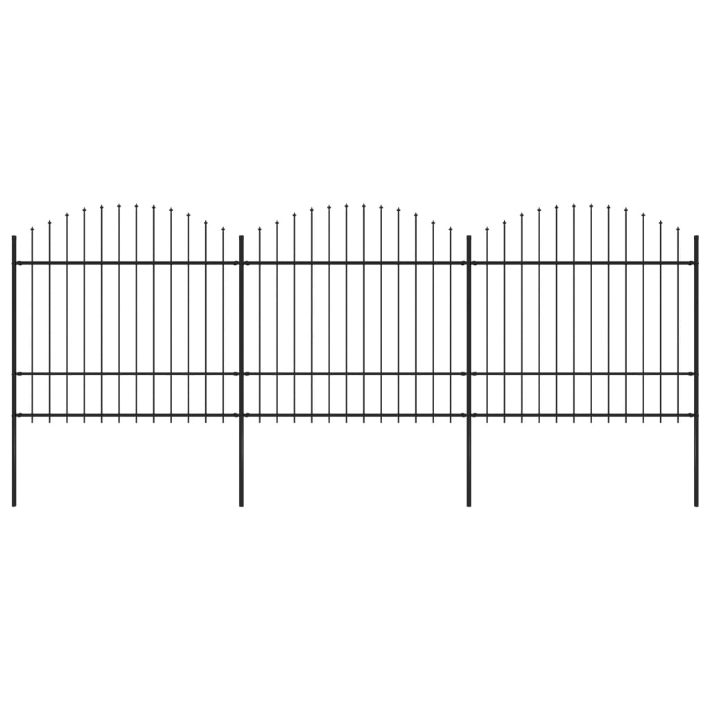 VidaXL Tuinhek met speren bovenkant (1,5-1,75)x5,1 m staal zwart