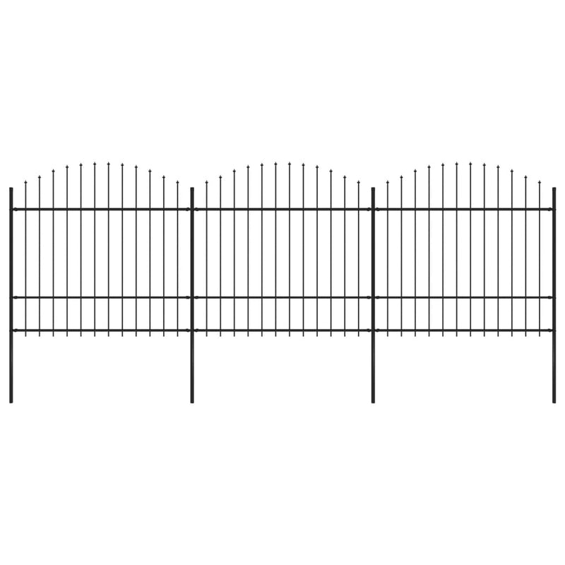 VidaXL Tuinhek met speren bovenkant (1,5-1,75)x5,1 m staal zwart