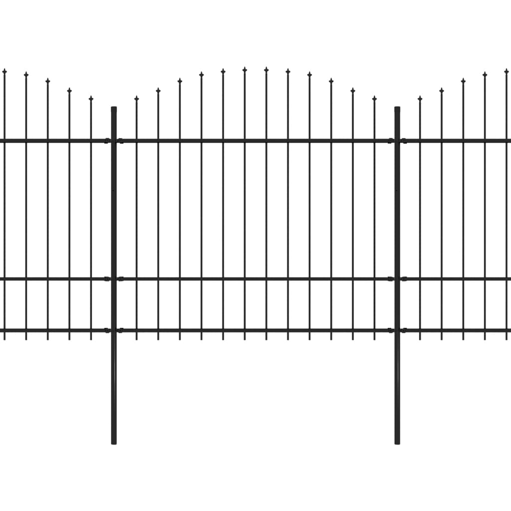 VidaXL Tuinhek met speren bovenkant (1,5-1,75)x5,1 m staal zwart