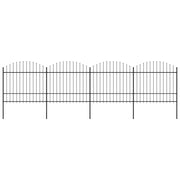 VidaXL Tuinhek met speren bovenkant (1,5-1,75)x6,8 m staal zwart - afbeelding 1