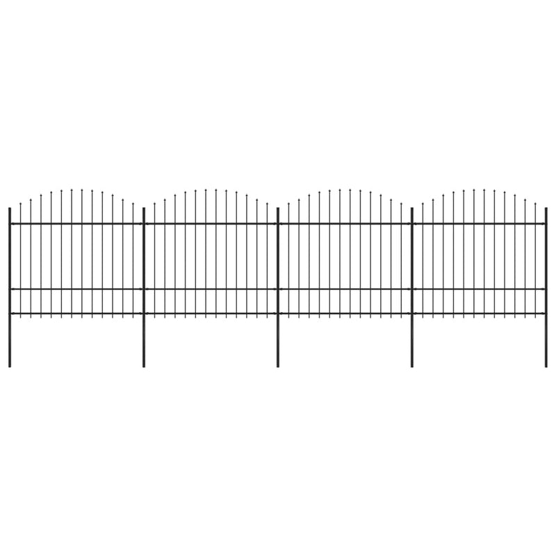 VidaXL Tuinhek met speren bovenkant (1,5-1,75)x6,8 m staal zwart
