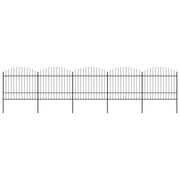 VidaXL Tuinhek met speren bovenkant (1,5-1,75)x8,5 m staal zwart - afbeelding 1