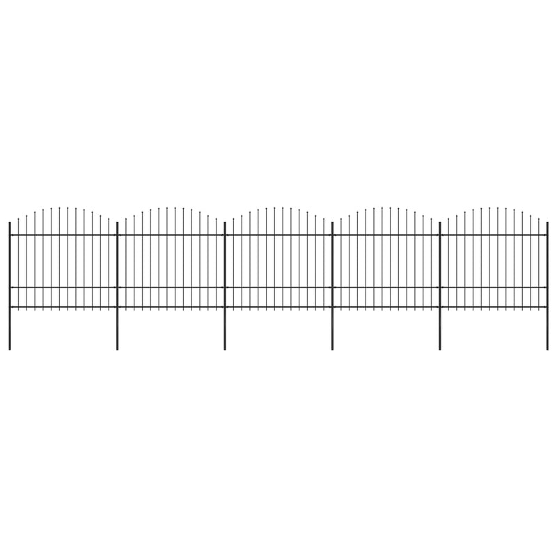 VidaXL Tuinhek met speren bovenkant (1,5-1,75)x8,5 m staal zwart