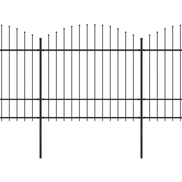 VidaXL Tuinhek met speren bovenkant (1,5-1,75)x10,2 m staal zwart
