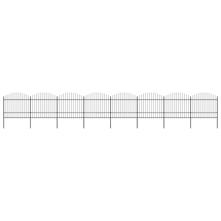 VidaXL Tuinhek met speren bovenkant (1,5-1,75)x13,6 m staal zwart
