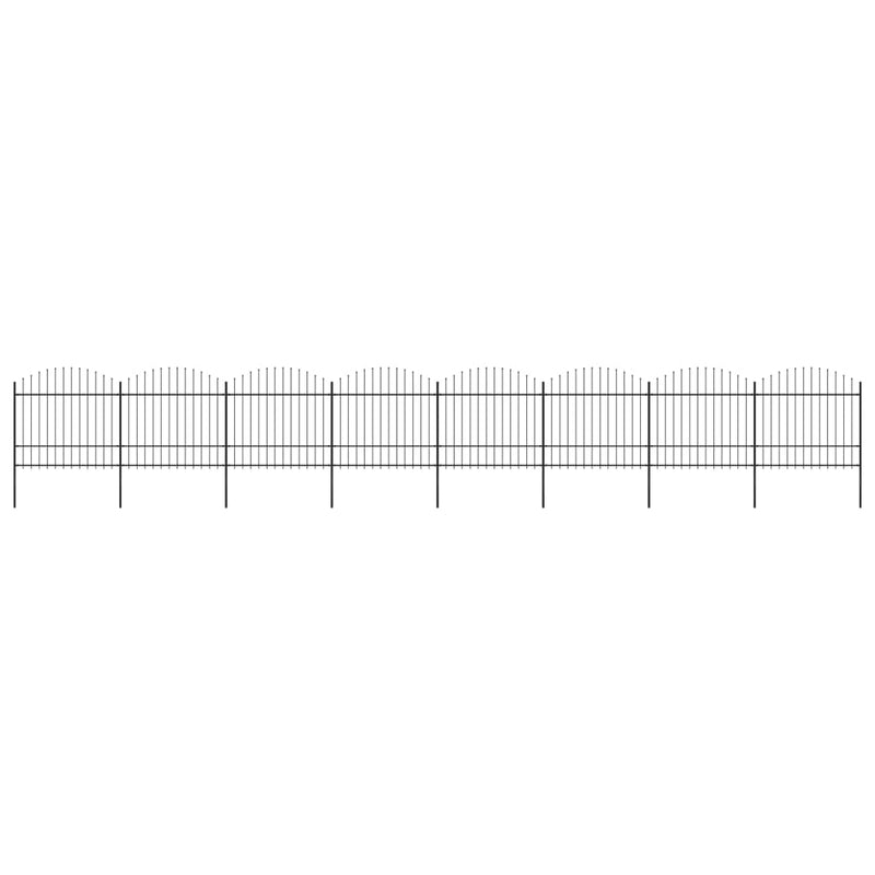 VidaXL Tuinhek met speren bovenkant (1,5-1,75)x13,6 m staal zwart