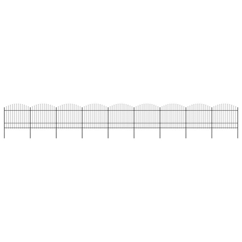 VidaXL Tuinhek met speren bovenkant (1,5-1,75)x15,3 m staal zwart