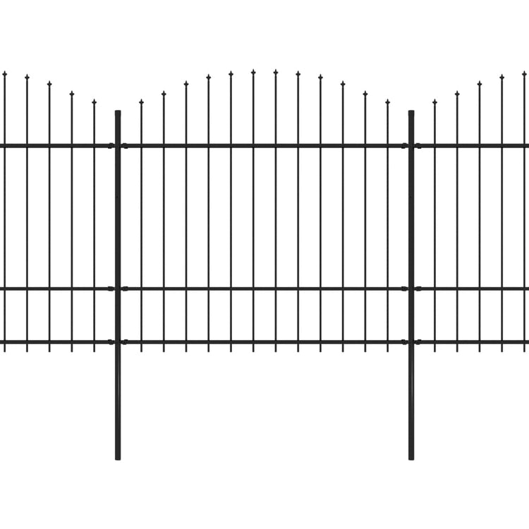VidaXL Tuinhek met speren bovenkant (1,5-1,75)x15,3 m staal zwart