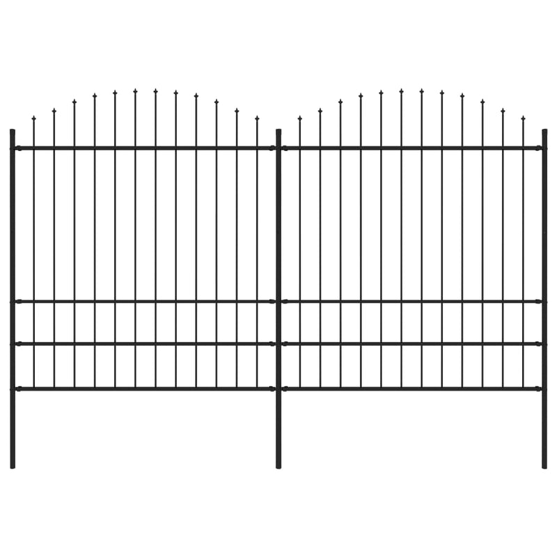 VidaXL Tuinhek met speren bovenkant (1,75-2)x3,4 m staal zwart