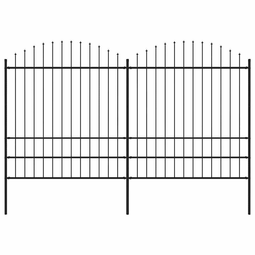 Vidaxl tuinhek met speerpunt staal 337x200 cm zwart