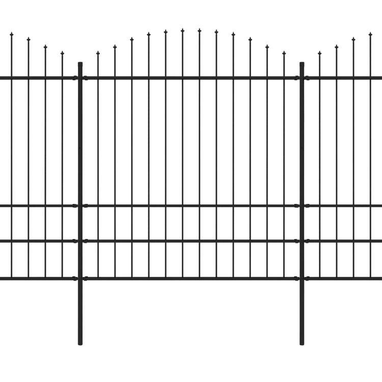 VidaXL Tuinhek met speren bovenkant (1,75-2)x5,1 m staal zwart