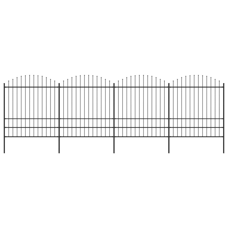 VidaXL Tuinhek met speren bovenkant (1,75-2)x6,8 m staal zwart