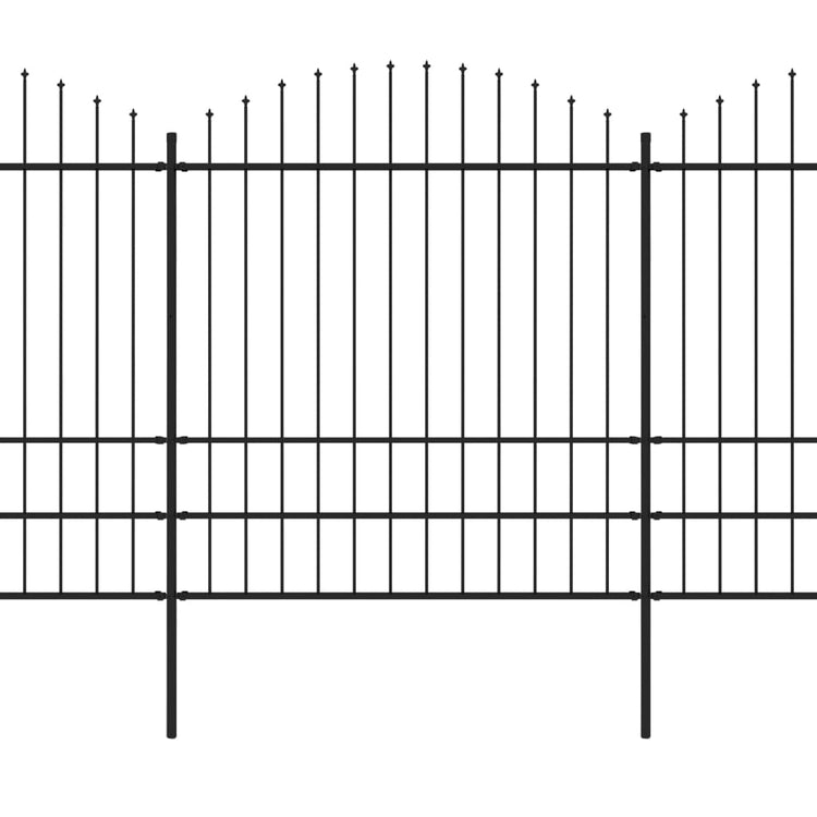 VidaXL Tuinhek met speren bovenkant (1,75-2)x6,8 m staal zwart