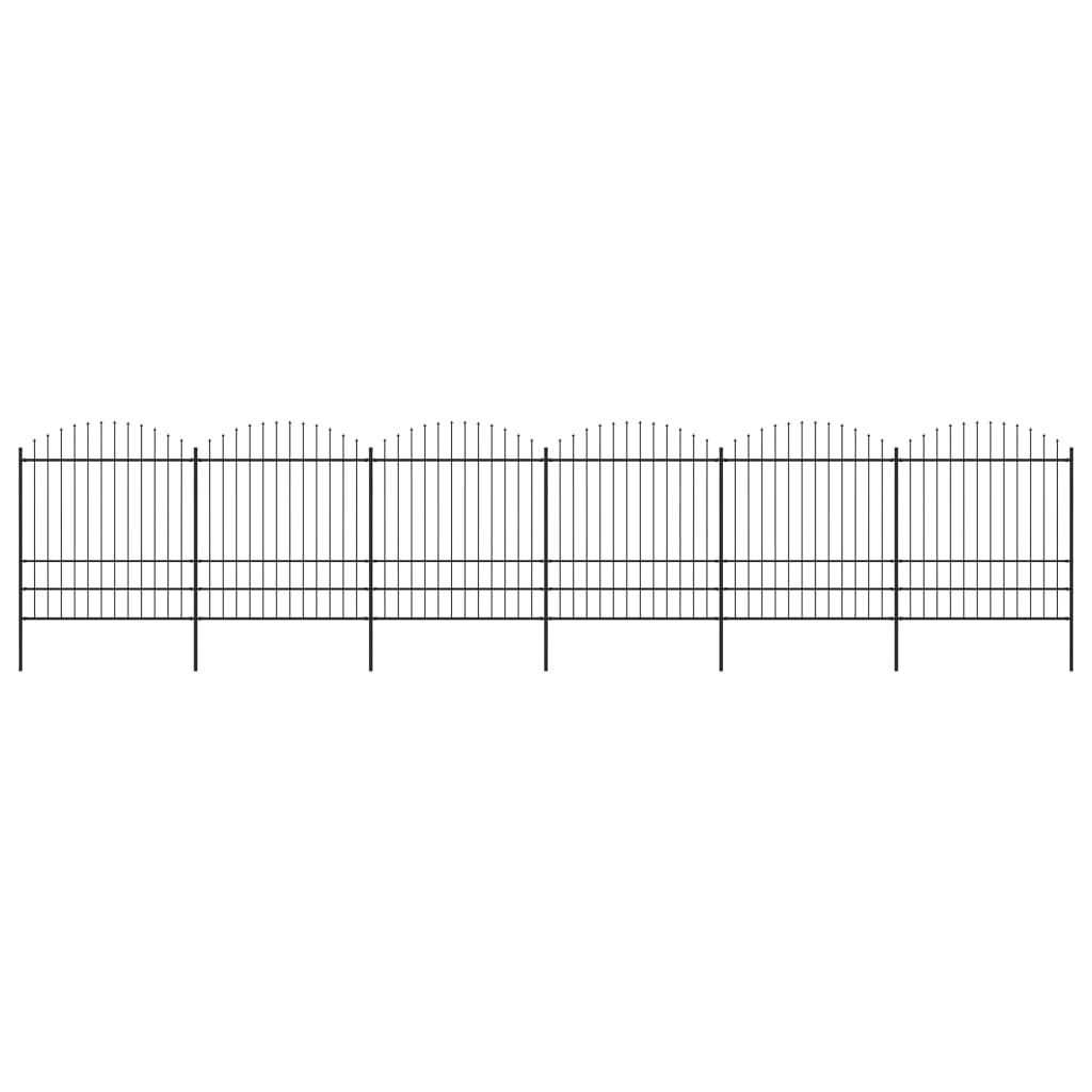 VidaXL Tuinhek met speren bovenkant (1,75-2)x10,2 m staal zwart