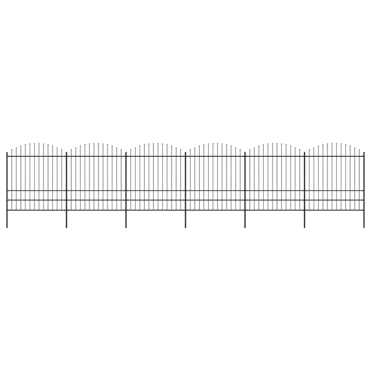 VidaXL Tuinhek met speren bovenkant (1,75-2)x10,2 m staal zwart