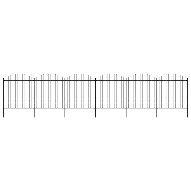 VidaXL Tuinhek met speren bovenkant (1,75-2)x10,2 m staal zwart