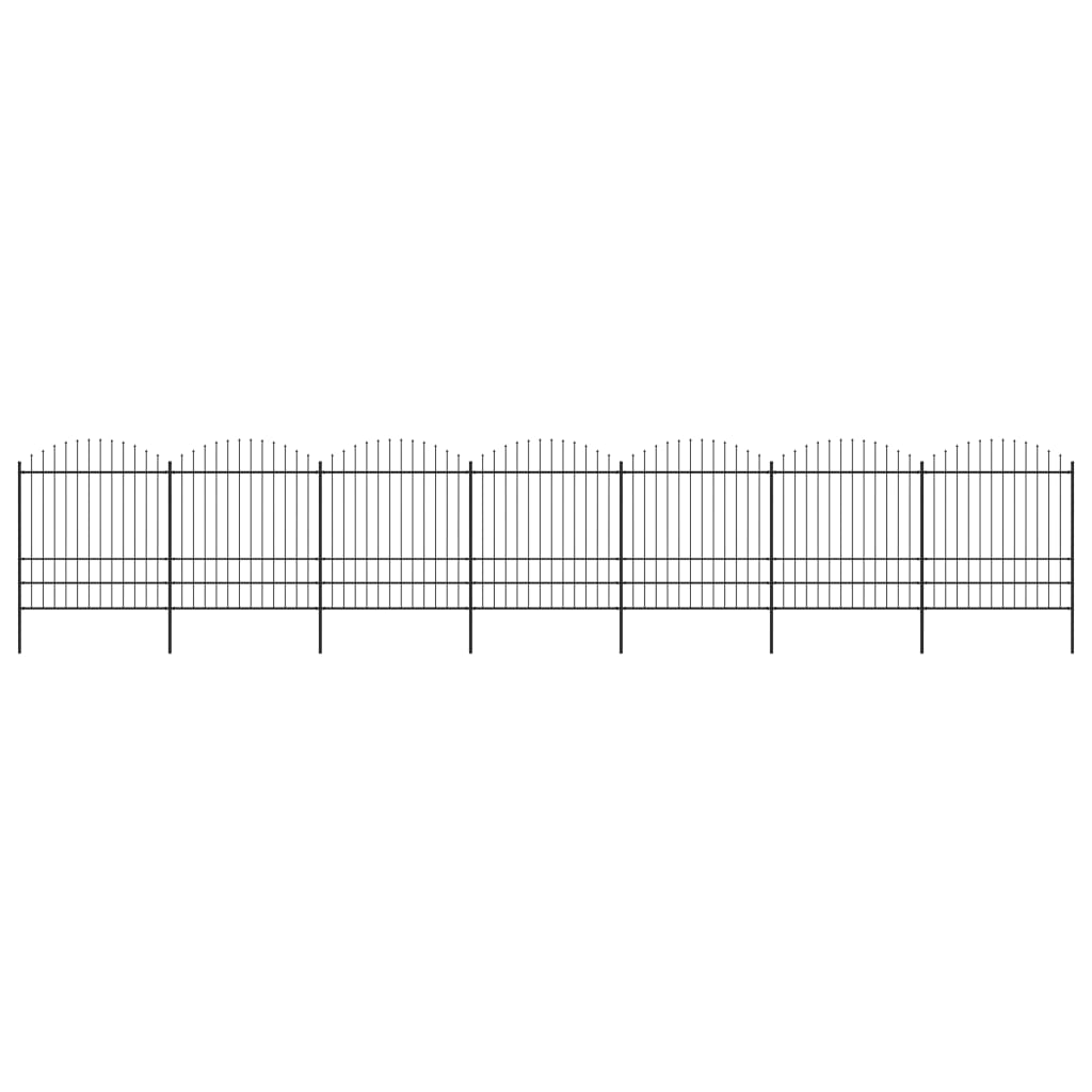 VidaXL Tuinhek met speren bovenkant (1,75-2)x11,9 m staal zwart