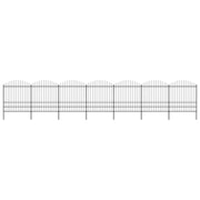 VidaXL Tuinhek met speren bovenkant (1,75-2)x11,9 m staal zwart - afbeelding 1