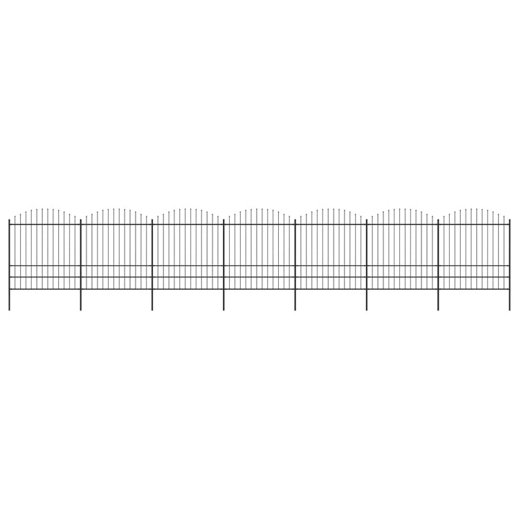 VidaXL Tuinhek met speren bovenkant (1,75-2)x11,9 m staal zwart