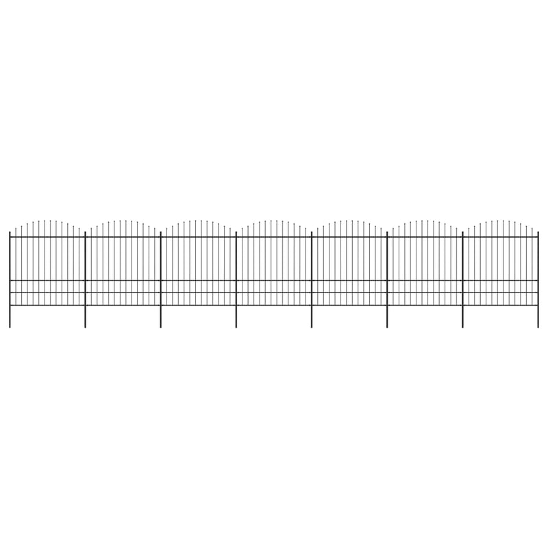 VidaXL Tuinhek met speren bovenkant (1,75-2)x11,9 m staal zwart