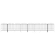 VidaXL Tuinhek met speren bovenkant (1,75-2)x13,6 m staal zwart - afbeelding 1
