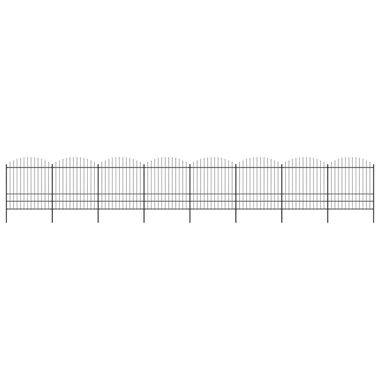 VidaXL Tuinhek met speren bovenkant (1,75-2)x13,6 m staal zwart