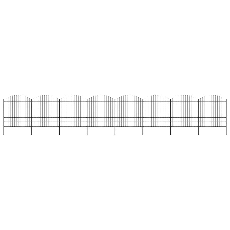 VidaXL Tuinhek met speren bovenkant (1,75-2)x13,6 m staal zwart