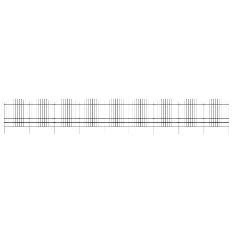 VidaXL Tuinhek met speren bovenkant (1,75-2)x15,3 m staal zwart