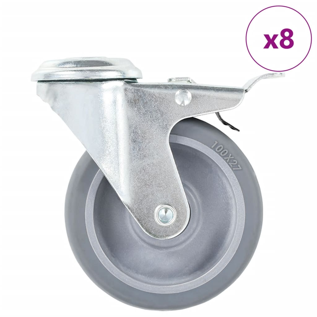Vidaxl 8 st zwenkwielen met boutgaten 100 mm