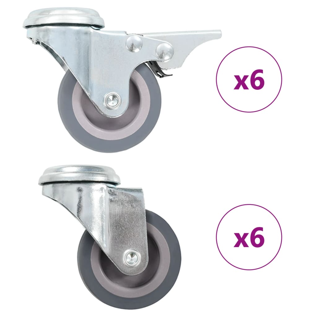 VidaXL 12 st Zwenkwielen met boutgaten 50 mm