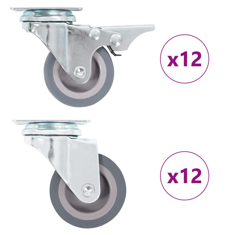 Vidaxl 24 st zwenkwielen 50 mm