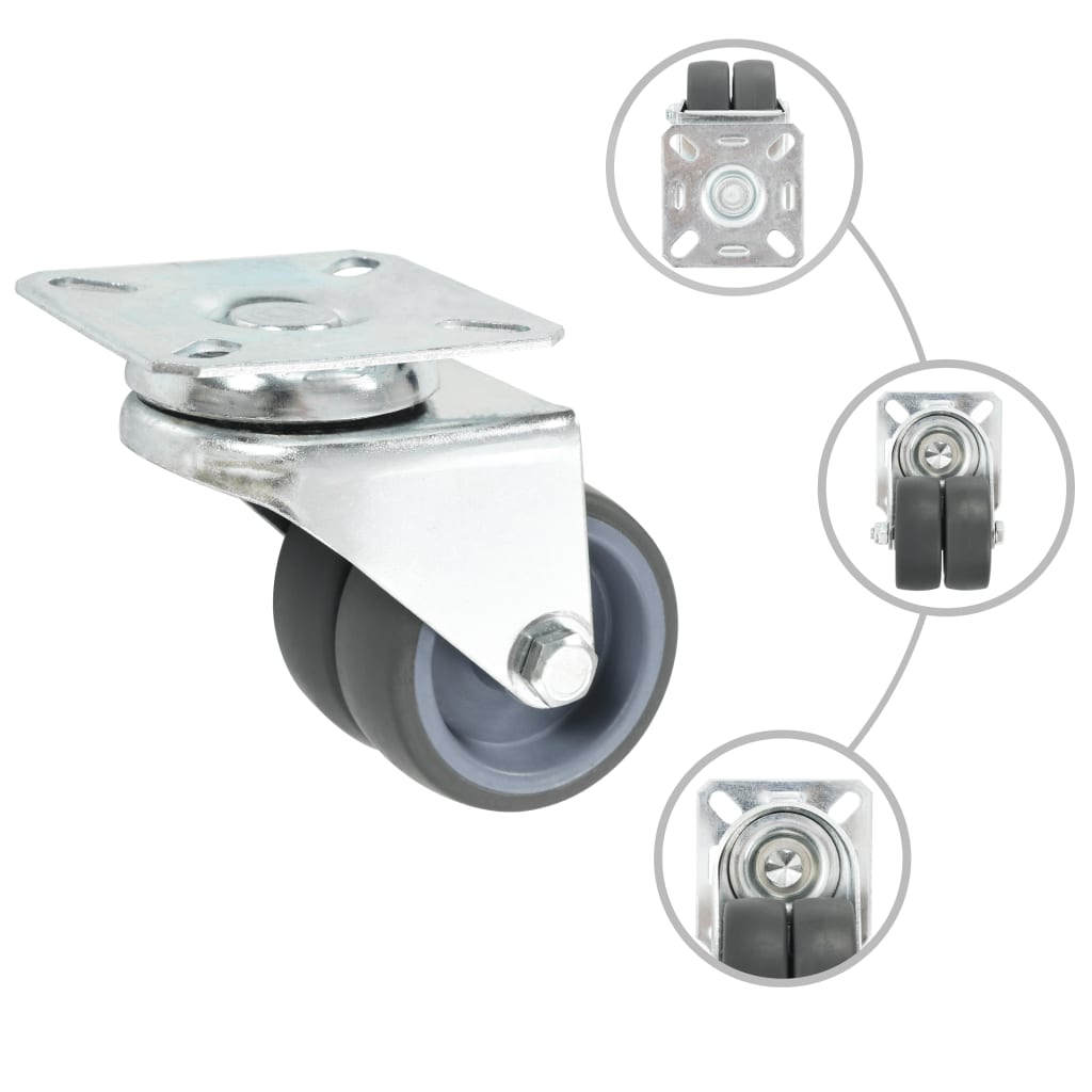 Vidaxl 8 st zwenkwielen dubbel 50 mm