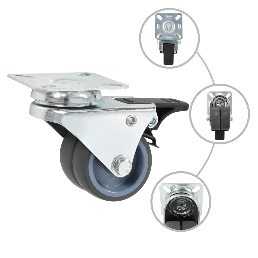 Vidaxl 12 st zwenkwielen dubbel 50 mm