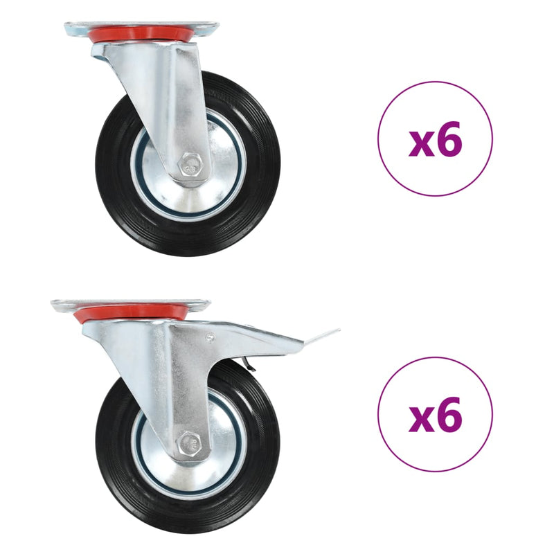 Vidaxl 12 st zwenkwielen 160 mm