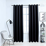 Vidaxl gordijn verduisterend met metalen ringen 2 st 140x175 cm zwart - afbeelding 1