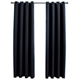 Vidaxl gordijn verduisterend met metalen ringen 2 st 140x225 cm zwart - afbeelding 2