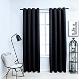 Vidaxl gordijn verduisterend met metalen ringen 2 st 140x225 cm zwart - afbeelding 1