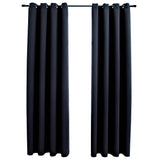 Vidaxl gordijn verduisterend met metalen ringen 2 st 140x245 cm zwart - afbeelding 2