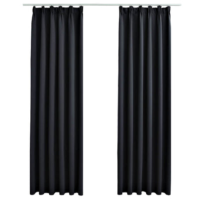 Vidaxl gordijnen verduisterend met haken 2 st 140x225 cm zwart
