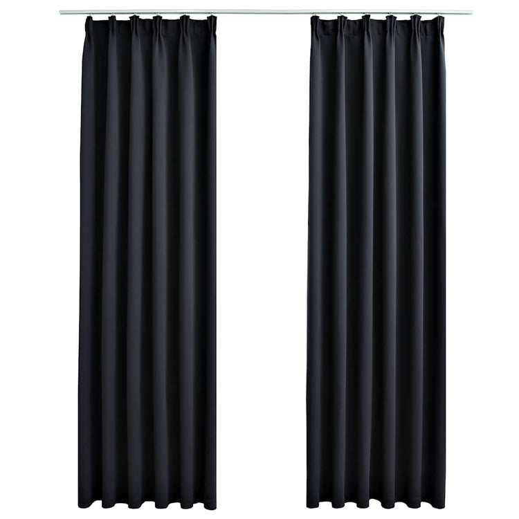 Vidaxl gordijnen verduisterend met haken 2 st 140x225 cm zwart