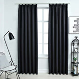 Vidaxl gordijnen verduisterend met haken 2 st 140x245 cm zwart - afbeelding 1