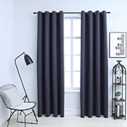 Vidaxl gordijnen verduisterend met ringen 2 st 140x245 cm antraciet - afbeelding 1