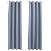 Vidaxl gordijn verduisterend met metalen ringen 2 st 140x225 cm grijs - afbeelding 2